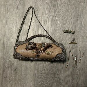 Rare Mary Frances Designer Embellished Beaded Handbag Tulip Flower Purse